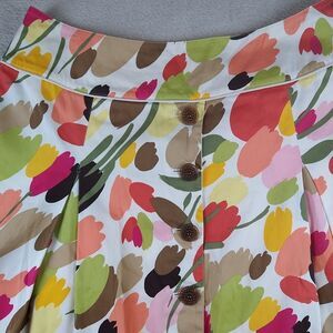 Vintage Talbots A-Line Flare Midi Skirt Women's 14 Button Front Floral Tulips